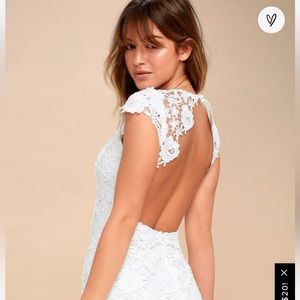Lulus Romance Language White Backless Lace Dress